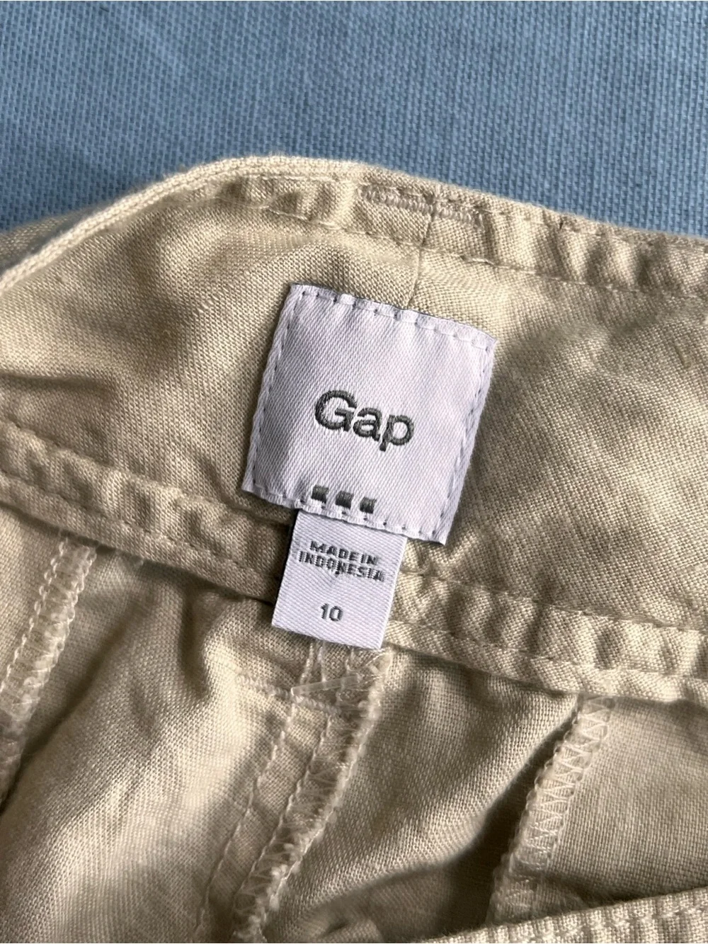 Vintage 90s Gap Women 10 Tan Linen Cotton Blend Shorts 32